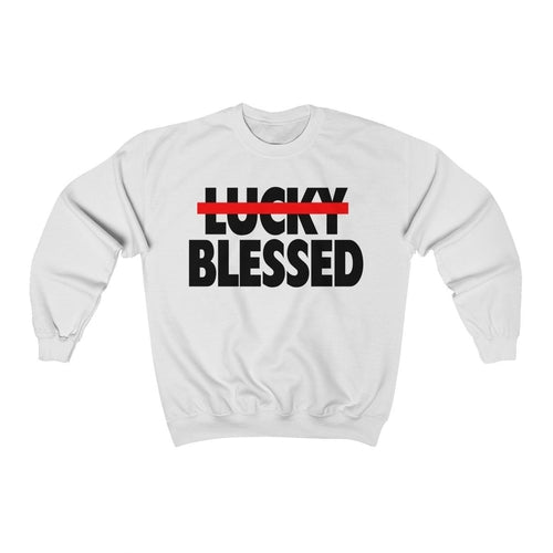 Load image into Gallery viewer, Blessed Not Lucky Unisex Sweatshirt, Religious
