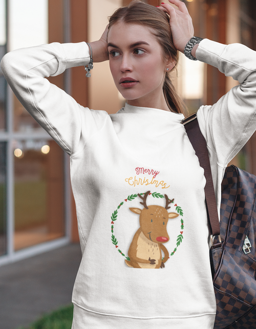 Load image into Gallery viewer, Womens Reindeer Crewneck Sweatshirt
