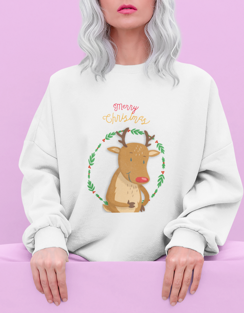 Load image into Gallery viewer, Womens Reindeer Crewneck Sweatshirt
