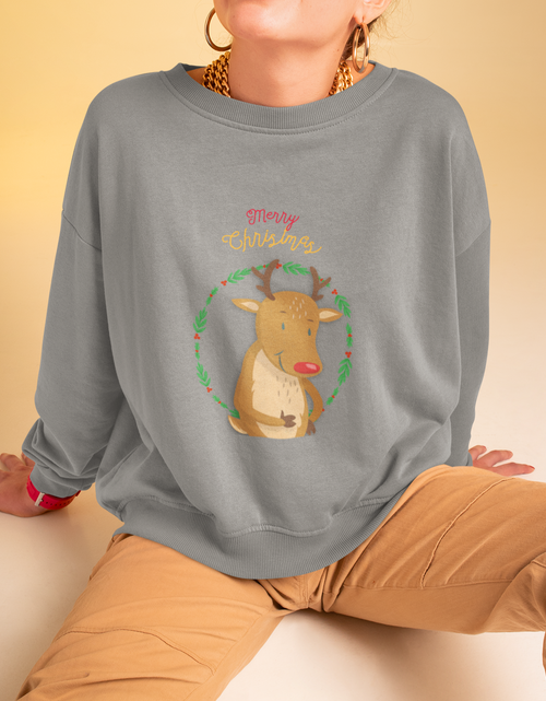 Load image into Gallery viewer, Womens Reindeer Crewneck Sweatshirt

