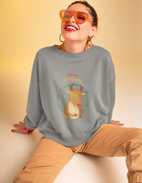 Load image into Gallery viewer, Womens Reindeer Crewneck Sweatshirt
