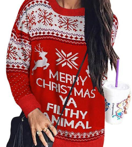 Red Merry Christmas Animal Reindeer Christmas Sweater