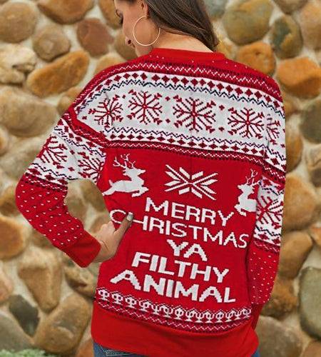 Red Merry Christmas Animal Reindeer Christmas Sweater