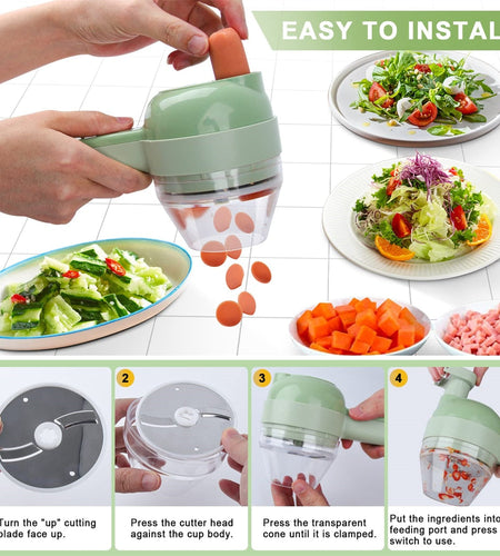 Portable Handheld 4 in 1 Electric Vegetable Slicer