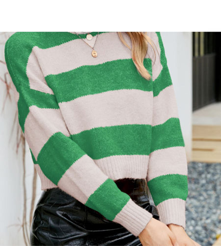 Womens Cropped Striped Sweater