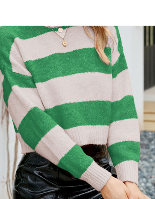 Load image into Gallery viewer, Womens Cropped Striped Sweater
