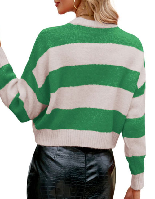 Load image into Gallery viewer, Womens Cropped Striped Sweater
