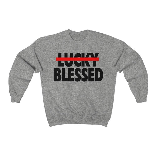 Load image into Gallery viewer, Blessed Not Lucky Unisex Sweatshirt, Religious
