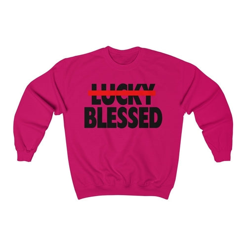 Load image into Gallery viewer, Blessed Not Lucky Unisex Sweatshirt, Religious
