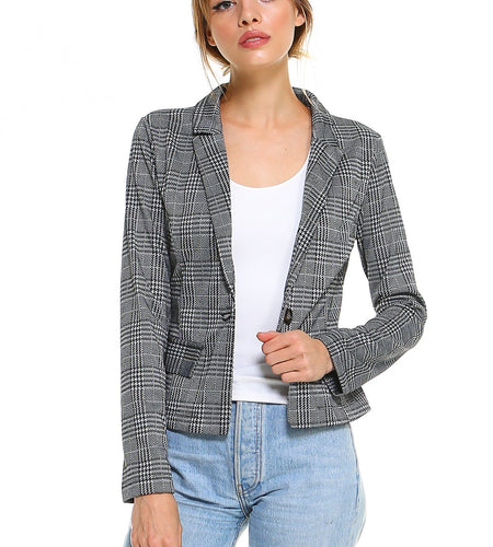 Point Plaid Blazer