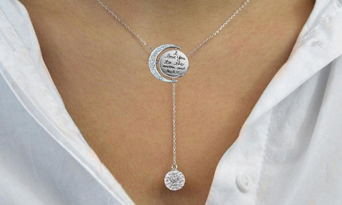Load image into Gallery viewer, Engraved To The Moon And Back Y Necklace
