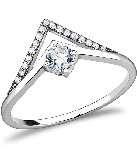 DA110 - High polished (no plating) Stainless Steel Ring with AAA Grade