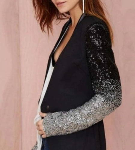 Womens Blazer with Sequins Sleeve